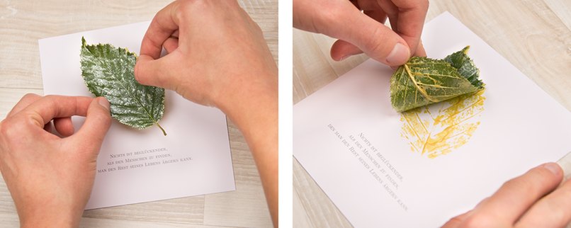 Händisches drucken mit den Blättern