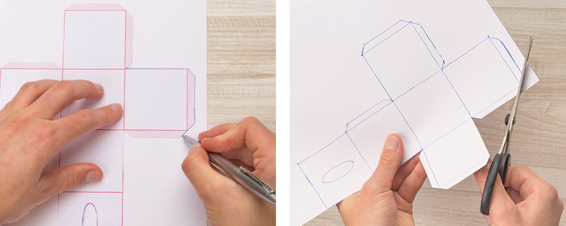 Schritt 2: Vorlage auf Karton übertragen und ausschneiden. Form auf dünnen Karton übertragen.