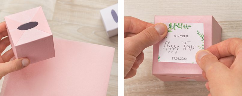 Schritt 4: Mit Seidenpapier überziehen und Etikett verzieren.