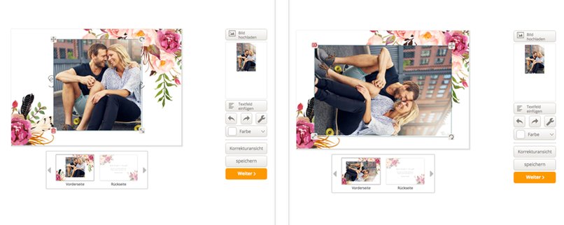 Auch Fotos lassen sich easy im Karteneditor einfügen und drehen. 