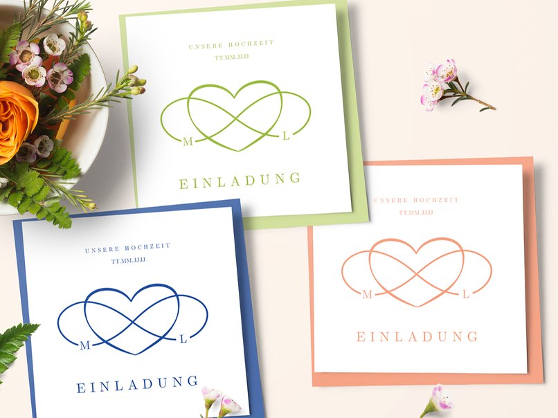 Drei Hochzeitskarten im Design Infinity Drei Hochzeitskarten im Design Infinity