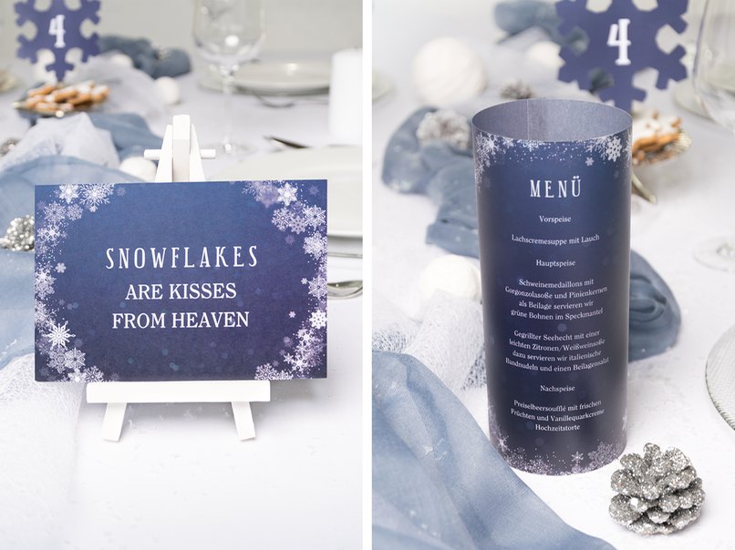 Staffelei Tischaufsteller mit Spruchkarte im winterlichen Design.