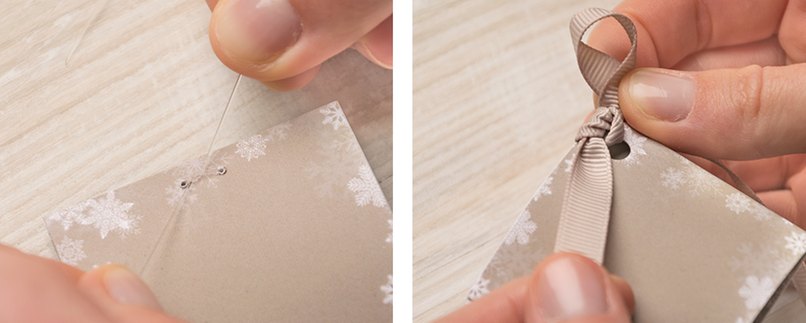 Schritt 4 - Geschenkanhänger mit einer Schleife verzieren. Schritt 4 - Geschenkanhänger mit einer Schleife verzieren.