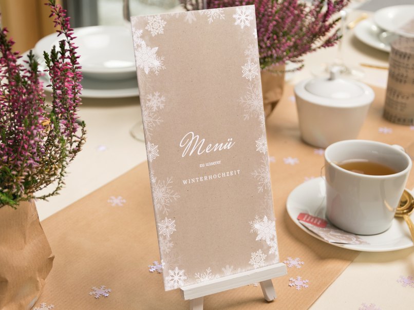 Menükarte für die Winterhochzeit in DIN lang Menükarte für die Winterhochzeit in DIN lang