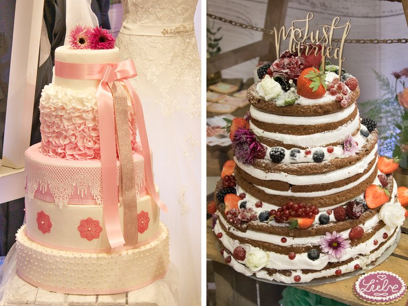 Hochzeitstorte in Rosa und Naked Cake Hochzeitstorte in Rosa und Naked Cake