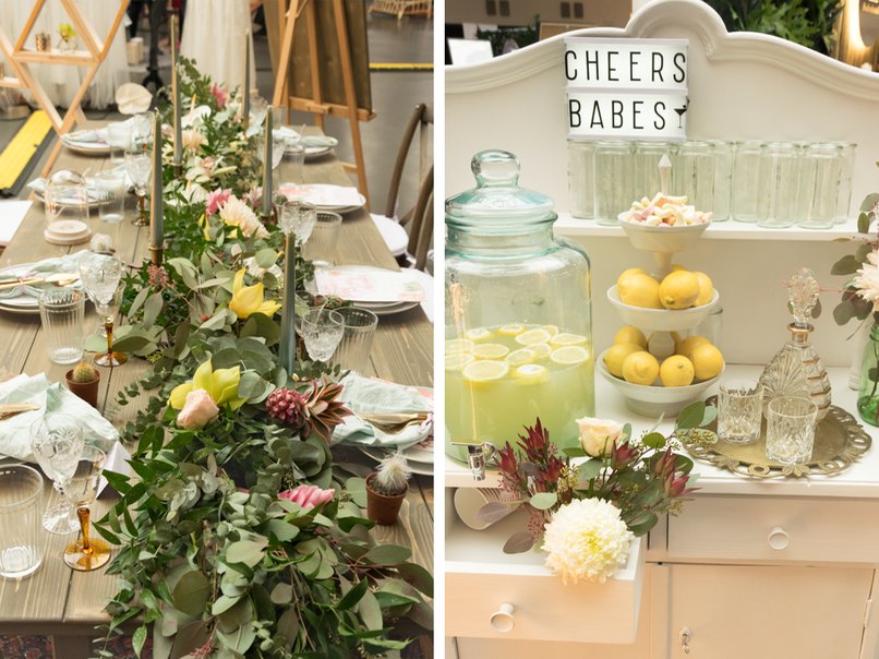 freundliche Tischdeko für die Hochzeit mit viel Grün