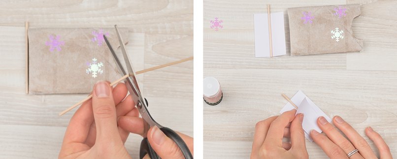 Bastelschritt 5 - Schaschlikspieße zuschneiden und in Papier kleben