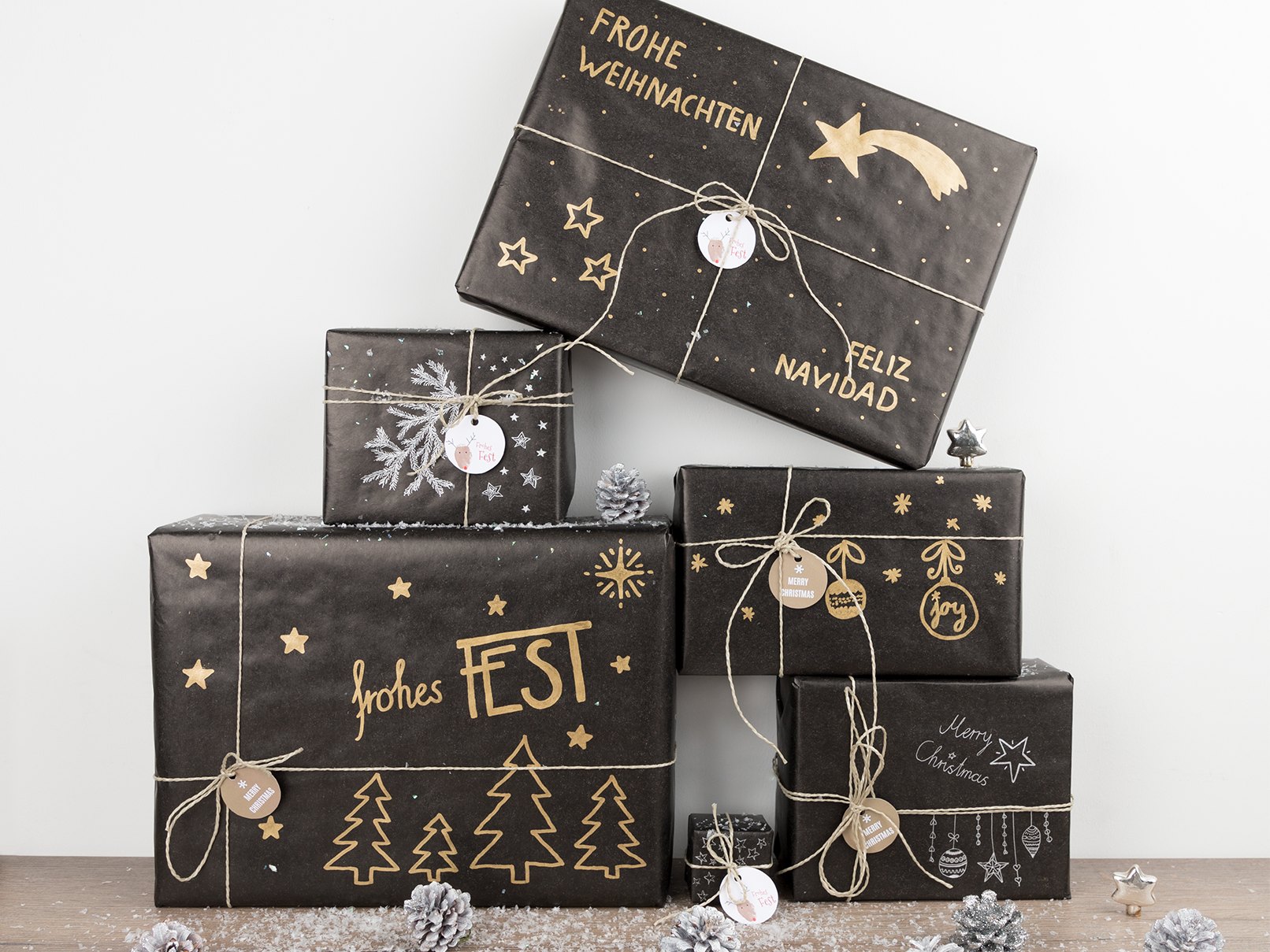 Stilvoll verpacken Weihnachtsgeschenke im DIYLook myprintcard