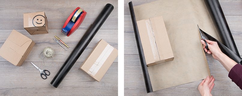 Bastelschritt 1 - Geschenkpapier zurecht schneiden